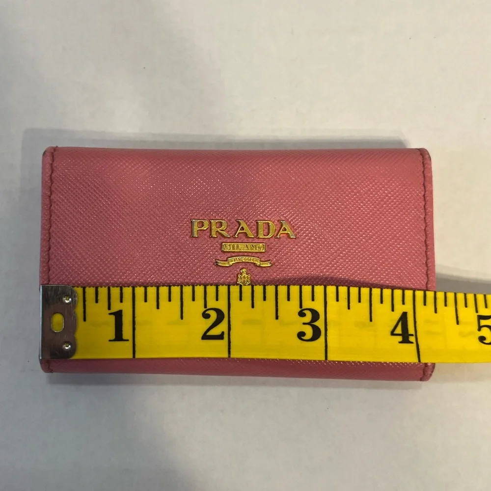 PRADA authentic Saffiano leather pink‎ key  card case with box